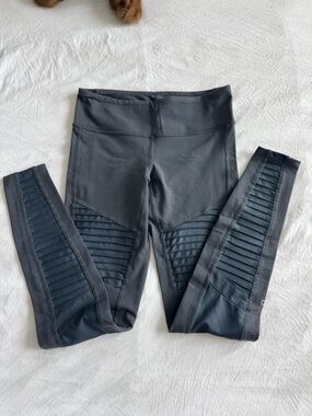 Dark grey Ribbed Panel Active Leggings